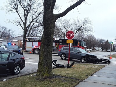 Breaking News: Two Vehicle Crash in Morton Grove EMS on Scene